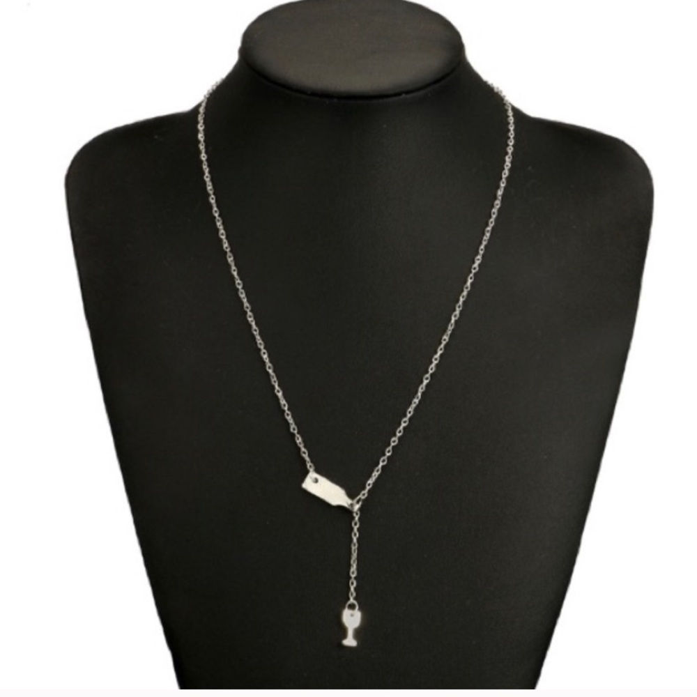 Wine and glass necklace